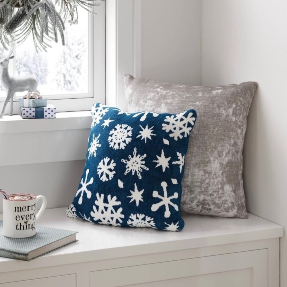 WONDERSHOP by TARGET Holiday Woven Chenille Snowflake Square Throw Pillow
